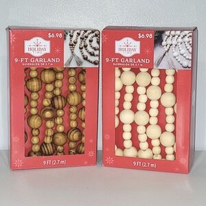 Two Boxes! 14mm & 25mm Christmas Wood Bead Garland, 9 ft each
